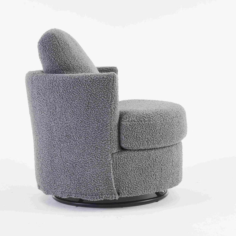 Teddy Recliner Armchair with Back Cushion, Thick Foam Pad, Upholstered, Adjustable Manual Swivel Base with Comfortable Footrest, 78.5x83x86 cm, Medium Grey