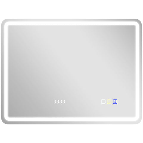 HOMCOM 80 x 60 cm Bluetooth Bathroom Mirror - Silver-Tone