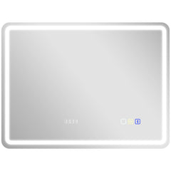 HOMCOM 80 x 60 cm Bluetooth Bathroom Mirror - Silver-Tone