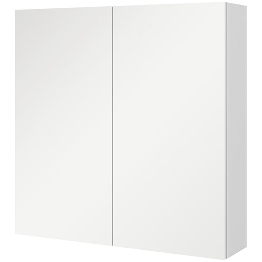 kleankin Bathroom Mirror Cabinet, Wall Mounted Bathroom Storage Cupboard with Adjustable Shelf, 60W x 15D x 60Hcm, High Gloss White