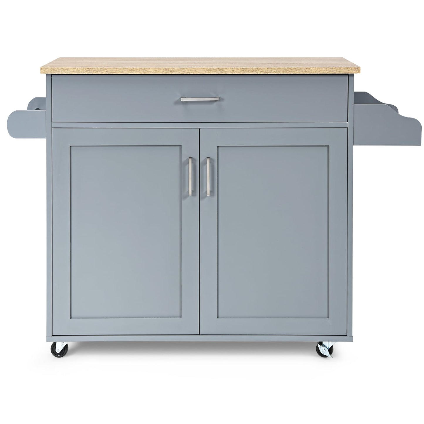 Rolling Kitchen Storage Trolley with Adjustable Shelf and Drawer-Grey