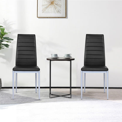 Set of 4 Armless Upholstered Dining Chairs with High Back-Black