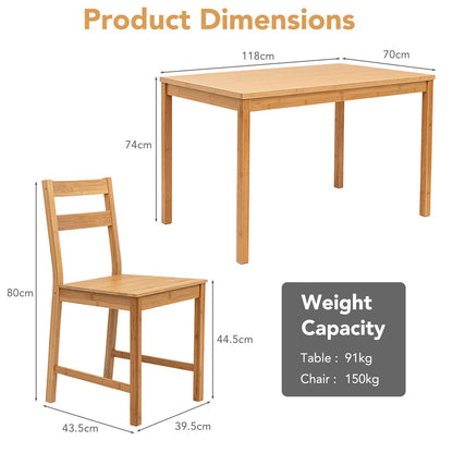 Pieces Dining Room Set with Non-slip Foot Pads-Natural