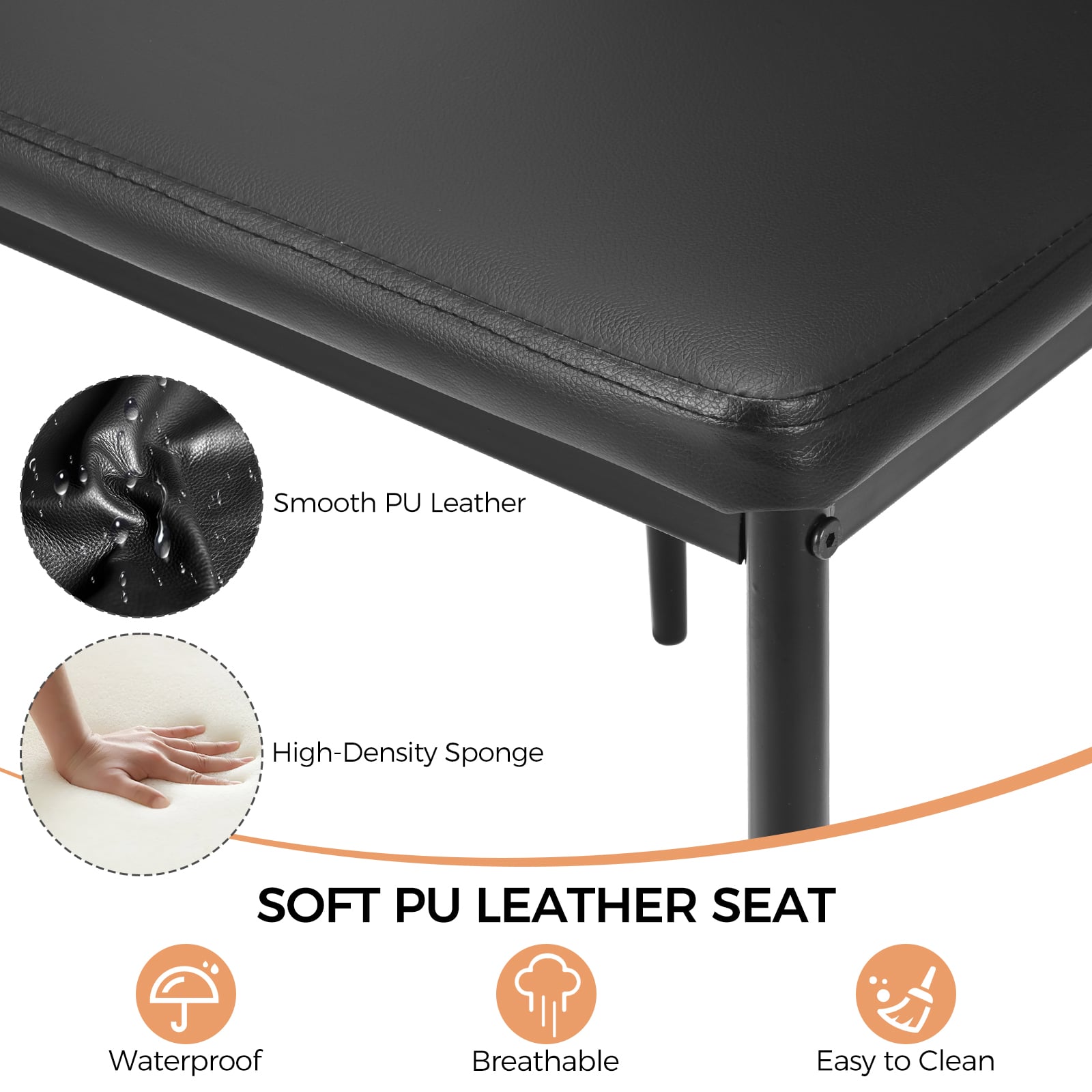 4 PCS Armless Side Chairs with Upholstered Cushion and Sturdy Metal Frame-Black