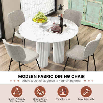 Modern Fabric Dining Chair Set of 2 with Linen Fabric-Grey