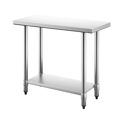 Kitchen Table with Height Adjustable Shelf and Adjustable Feet-61 x 91 cm
