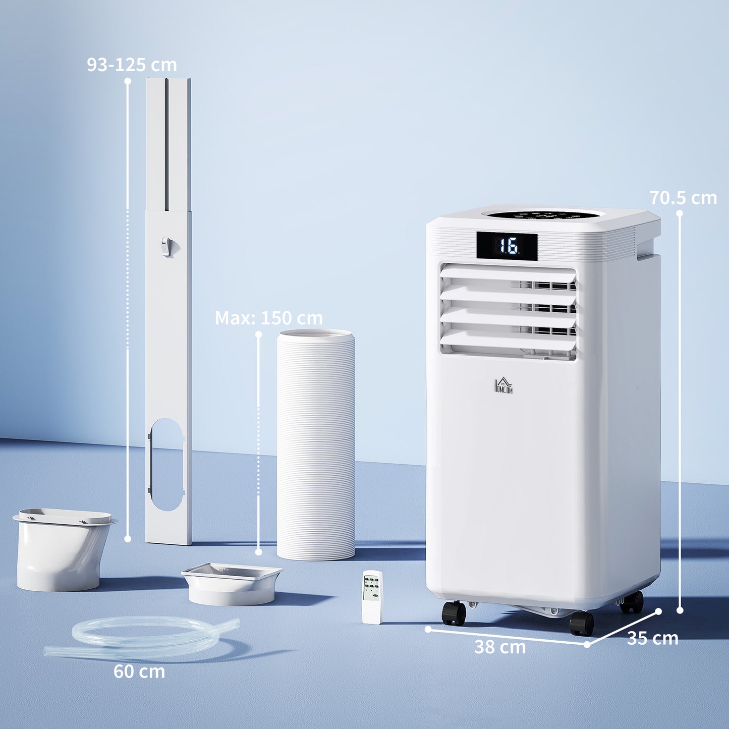 HOMCOM 10000 BTU Air Conditioning Unit, 3-in-1 Portable Air Conditioner, Dehumidifier, Cooling Fan with Remote Control, Digital Display, 2 Speeds, 24H Timer, Window Venting Kit, 22mÂ²