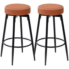 HOMCOM Set of Two Faux Leather Bar Stools - Brown/Black