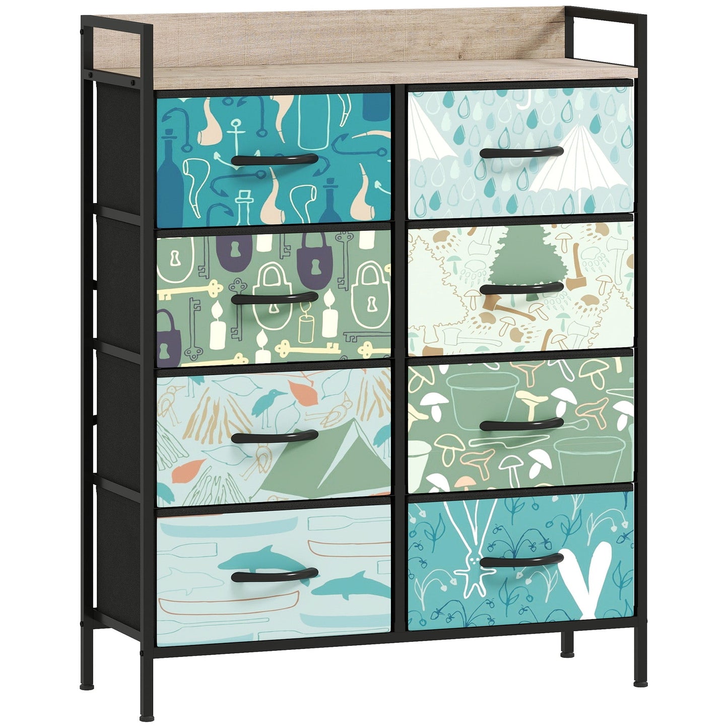 HOMCOM 8-Drawer Chest of Drawers - Blue