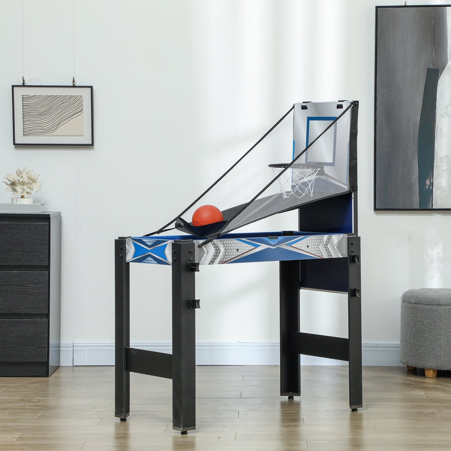 SPORTNOW 5-in-1 Multi Games Table, with Pool, Table Tennis, Basketball, Hockey, Archery, Blue