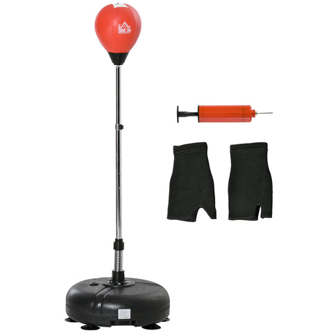 HOMCOM Punching Bag with Stand, 132-158cm Adjustable Height, for Teens, Red/Black