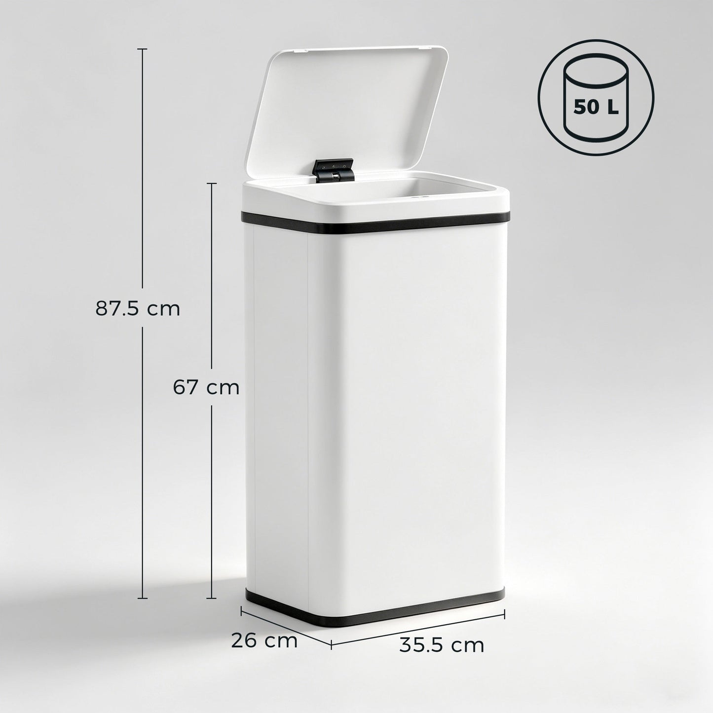 HOMCOM 50L Sensor Bin with Soft-Close Lid, Stainless Steel Automatic Touchless Motion Sensor Kitchen Bin, White