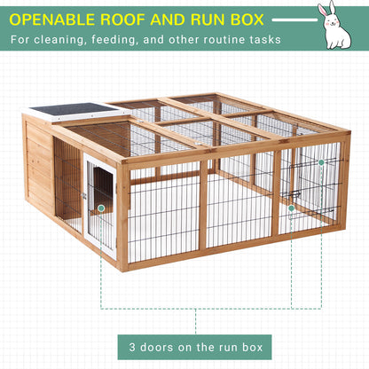 PawHut Rabbit Hutch Outdoor, Guinea Pig House, Bunny Run Cage with Openable Top for 1â€“2 Rabbits, 123 x 120 x 52cm, Yellow