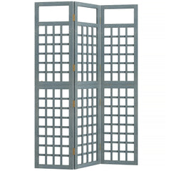 Outsunny 3-Panel Garden Privacy Screen, Freestanding Foldable Wooden Outdoor Divider/Trellis, Decorative Privacy Screen, Grey
