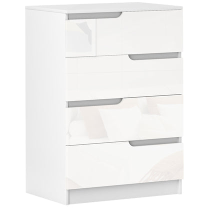 HOMCOM 4 Drawer Chest of Drawers, Modern Dresser for Bedroom, Living Room, 60 x 40 x 85cm, White