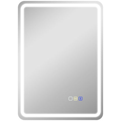 HOMCOM 70 x 50 cm Bluetooth Bathroom Mirror - Silver-Tone