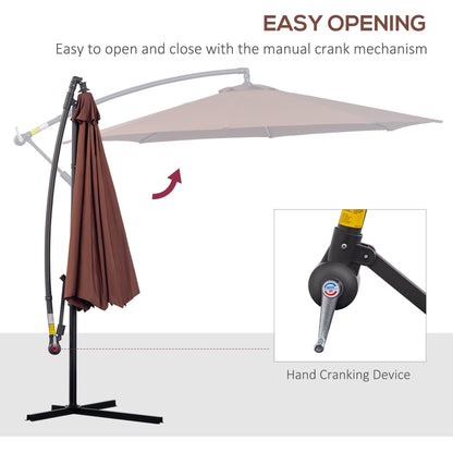 Outsunny Î¦3m Hanging Umbrella Parasol-Coffee