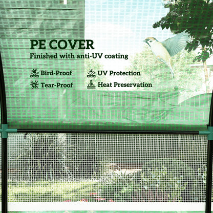 Outsunny 300 x 300cm Walk-In Polytunnel Greenhouse - Green