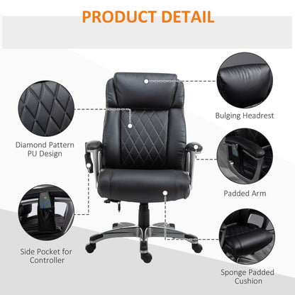 Vinsetto Massage Office Chair High Back with Armrest 6-Point Vibration Executive Chair with Adjustable Height Black