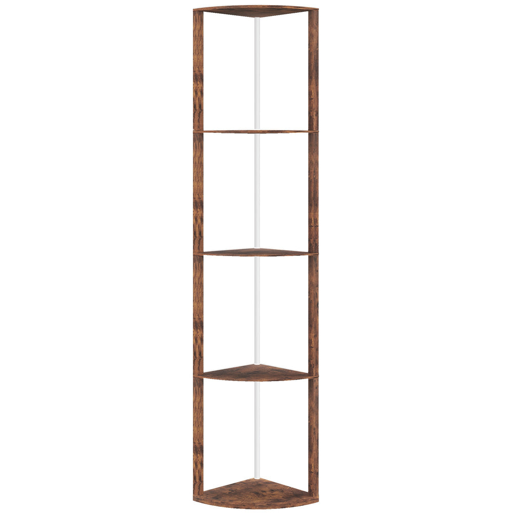 HOMCOM RGB Standing Lamp with Shelves, 4-Tier LED Floor Lamp with Multiple Lighting Modes, Rustic Brown