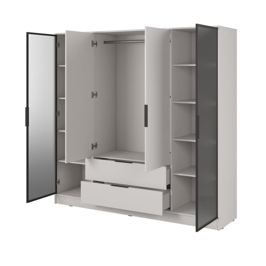 Kelly Hinged Door Wardrobe 206cm [Glass]