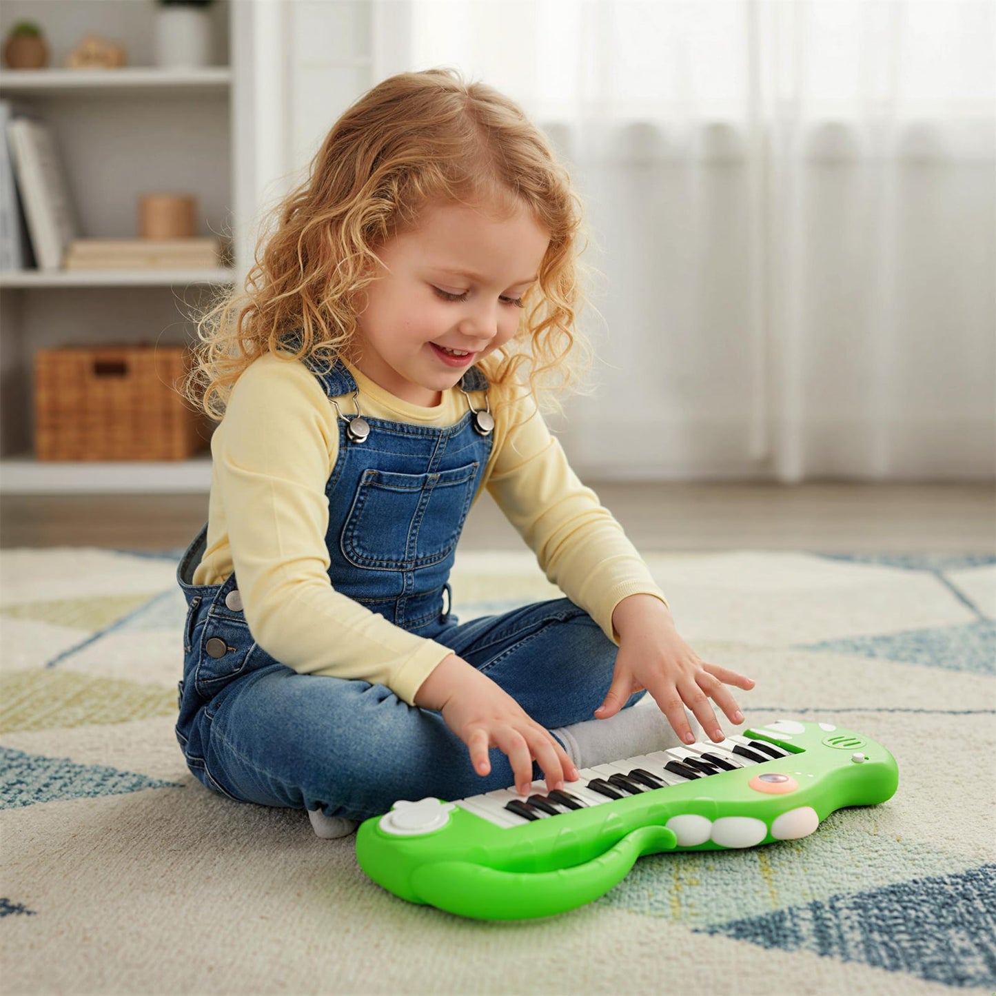25-Key Kids Piano Keyboard Dinosaur Shape Toy Digital Piano with Built-in Music-Green