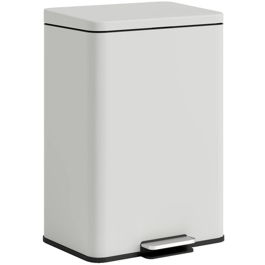 HOMCOM 20L Kitchen Bin with Soft-Close Lid and Stay-Open Function, Pedal Bin with Removable Inner Bucket for Kitchen, Office, Home, Cream