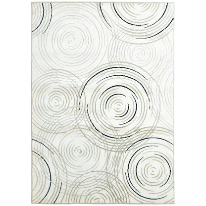 HOMCOM Modern Area Rug, Swirl Pattern Machine Washable Rug, Allergy-Friendly Floor Carpet for Living Room, Bedroom, Dining Room, Home Office, 230 x 160 cm, Cream White