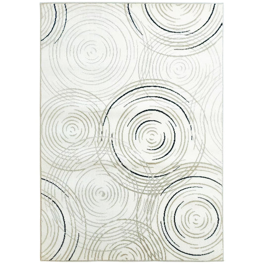 HOMCOM Modern Area Rug, Swirl Pattern Machine Washable Rug, Allergy-Friendly Floor Carpet for Living Room, Bedroom, Dining Room, Home Office, 230 x 160 cm, Cream White