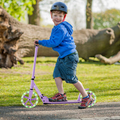 Kick Scooter Foldable and Adjustable Design with 2 Big Wheels and LED Lights-Purple