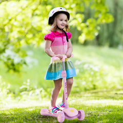 Kick Scooter with Extra Wide Deck and LED Lighted PU Wheels-Light Pink