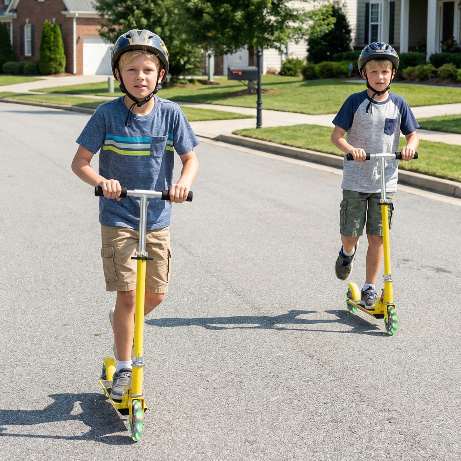 Kids Aluminum Folding Stunt Scooter with LED Wheels-Yellow