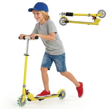 Kids Aluminum Folding Stunt Scooter with LED Wheels-Yellow