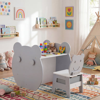 Kids' Art Table and Chair 3-in-1 Toddler Activity Table with Storage-Grey
