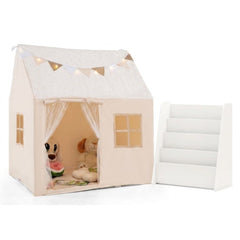 Kids Bookshelf & Toddler Playhouse Set with Glow Stars