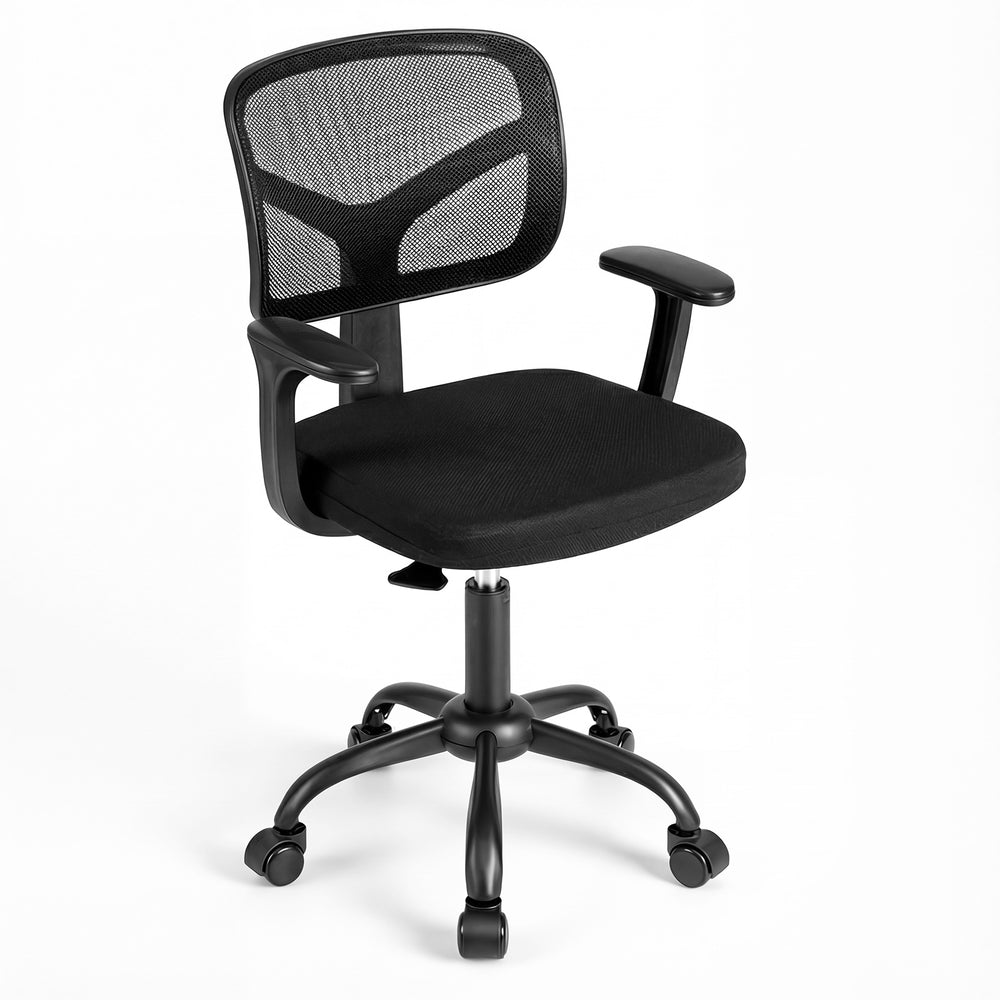 Kids Desk Chair with Adjustable Seat Height and Swivel Wheels for Ages 3+-Black