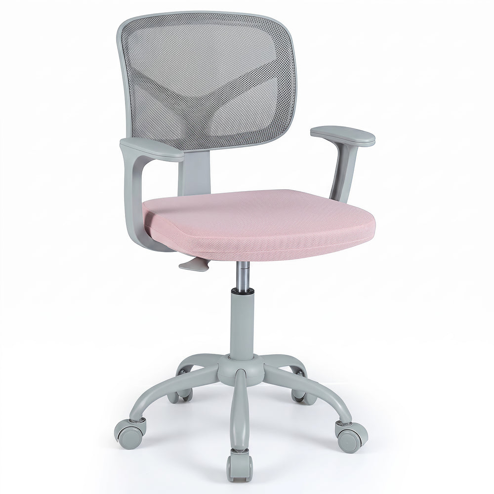 Kids Desk Chair with Adjustable Seat Height and Swivel Wheels for Ages 3+-Pink