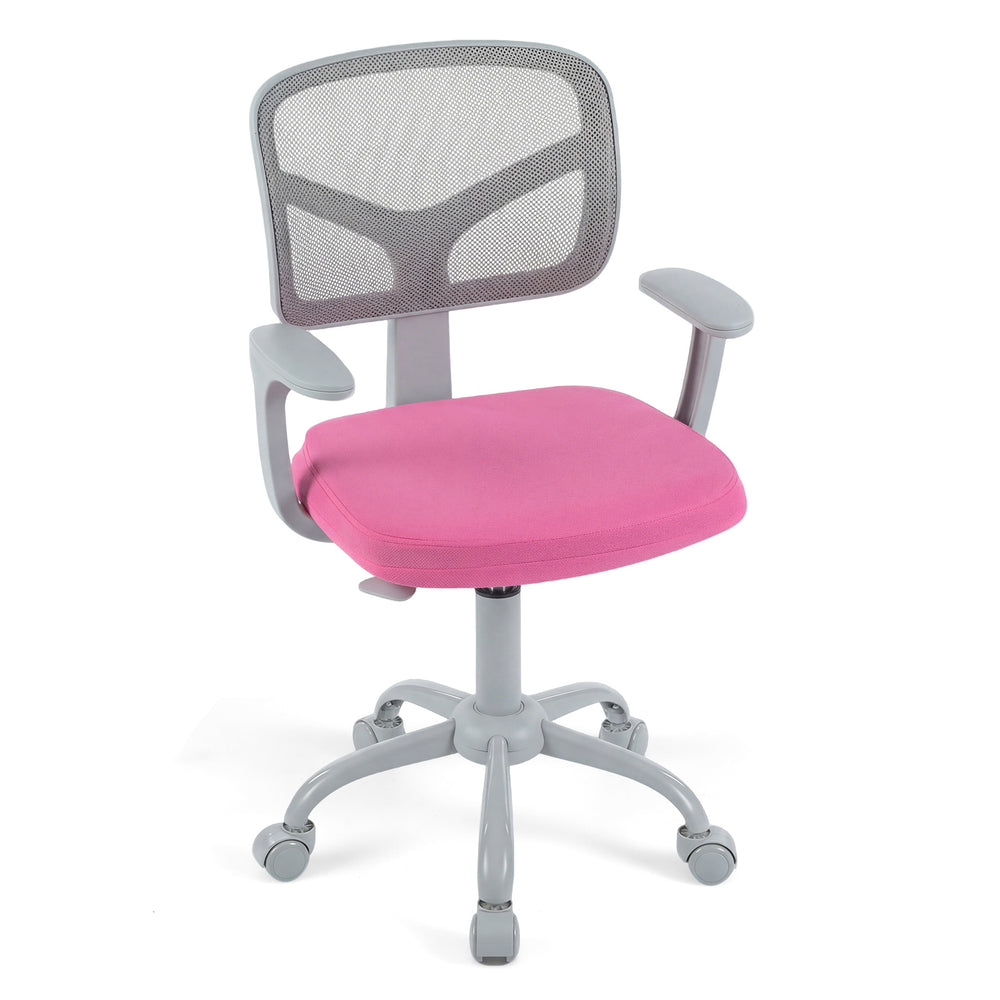 Kids Desk Chair with Adjustable Seat Height and Swivel Wheels for Ages 3+-Rose