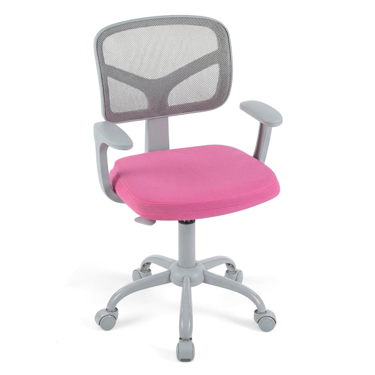 Kids Desk Chair with Adjustable Seat Height and Swivel Wheels for Ages 3+-Rose