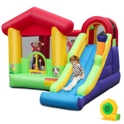 Kids Inflatable Bounce House with Long Slide and 680W Blower