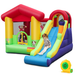 Kids Inflatable Bounce House with Long Slide and 680W Blower