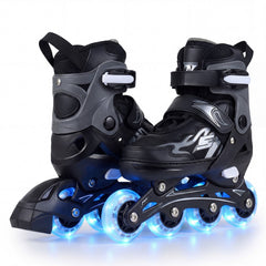 Kids Inline Skates with 4 Illuminated Wheels and Safety Protection for Boys Girls Ages 5-7-Grey