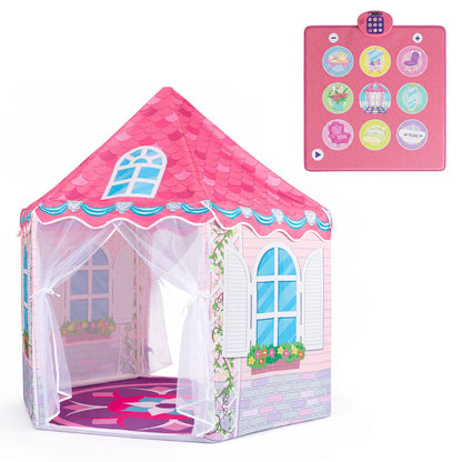 Kids Play Tent with Dance Mat & Breathable Mesh for Girls Boys Ages 3+