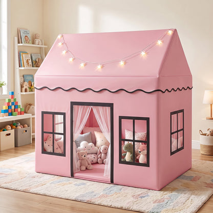 Kids Play Tent with Detachable Playpen and Star Lights-Pink