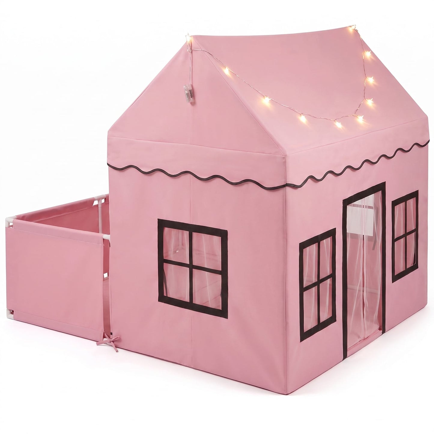 Kids Play Tent with Detachable Playpen and Star Lights-Pink