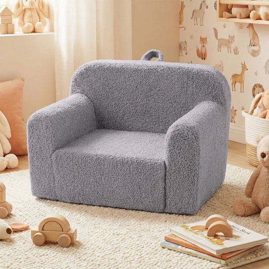 Kids Reading Sofa with Soft Fleece Fabric Cover-Grey