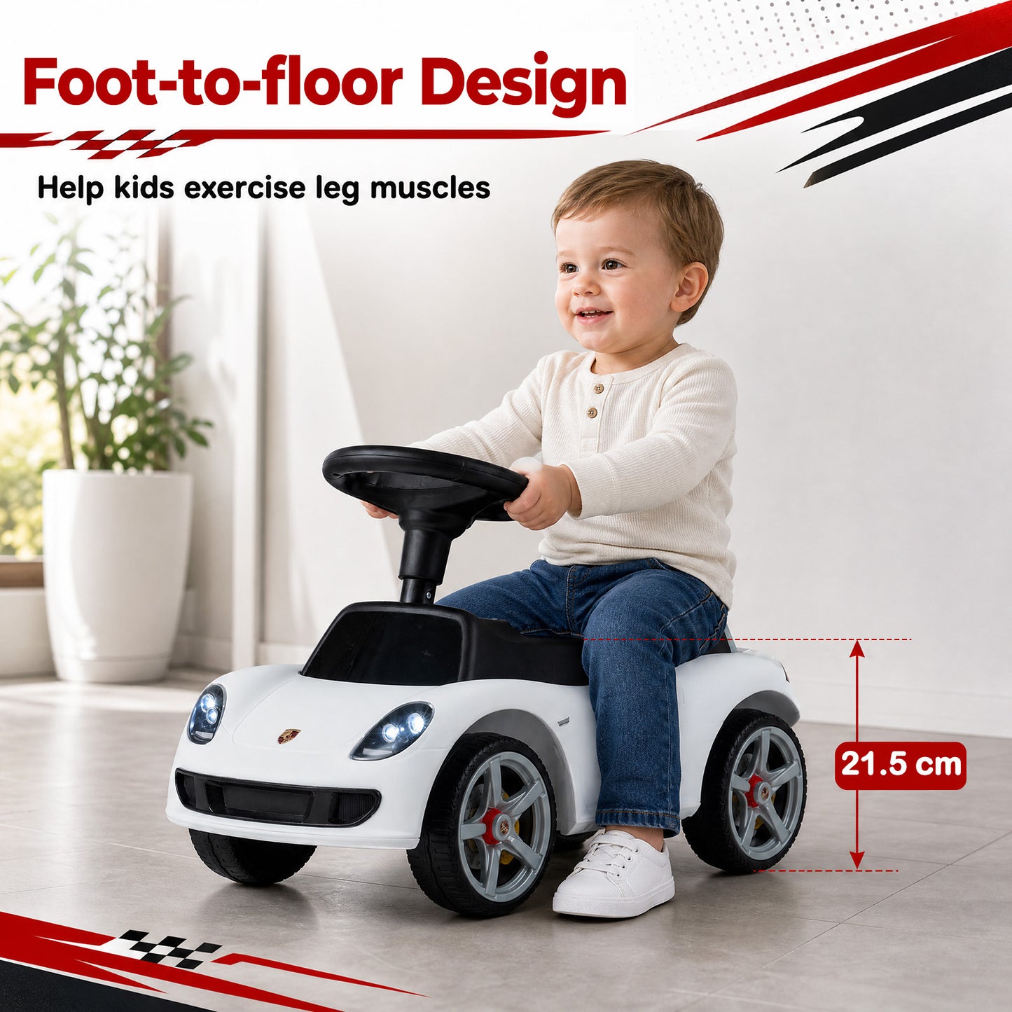Kids Ride On Car Sliding Car with Horn & Sound Buttons Porsche Licensed-White