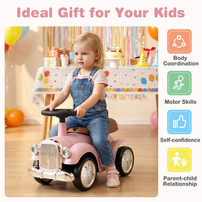 Kids Ride On Car with Under-seat Storage Space for 18-36 Months Boys and Girls Gifts-Pink