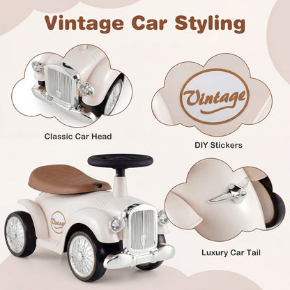 Kids Ride On Car with Under-seat Storage Space for 18-36 Months Boys and Girls Gifts-White
