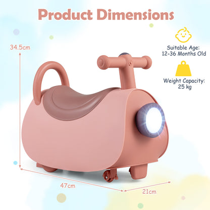 Kids Ride On Push Car with Headlight and Music for Kids 3+-Pink